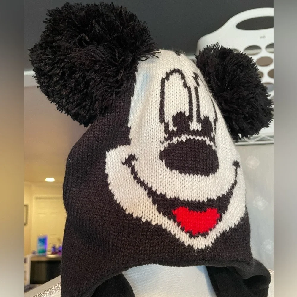 Disney Black Knit Hat with Character Design